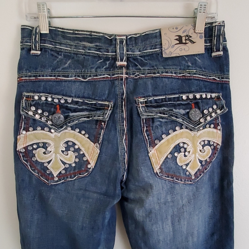 Riflessi Blue Embellished Straight Leg Jeans Tag Size Shrunk to 31 x 31